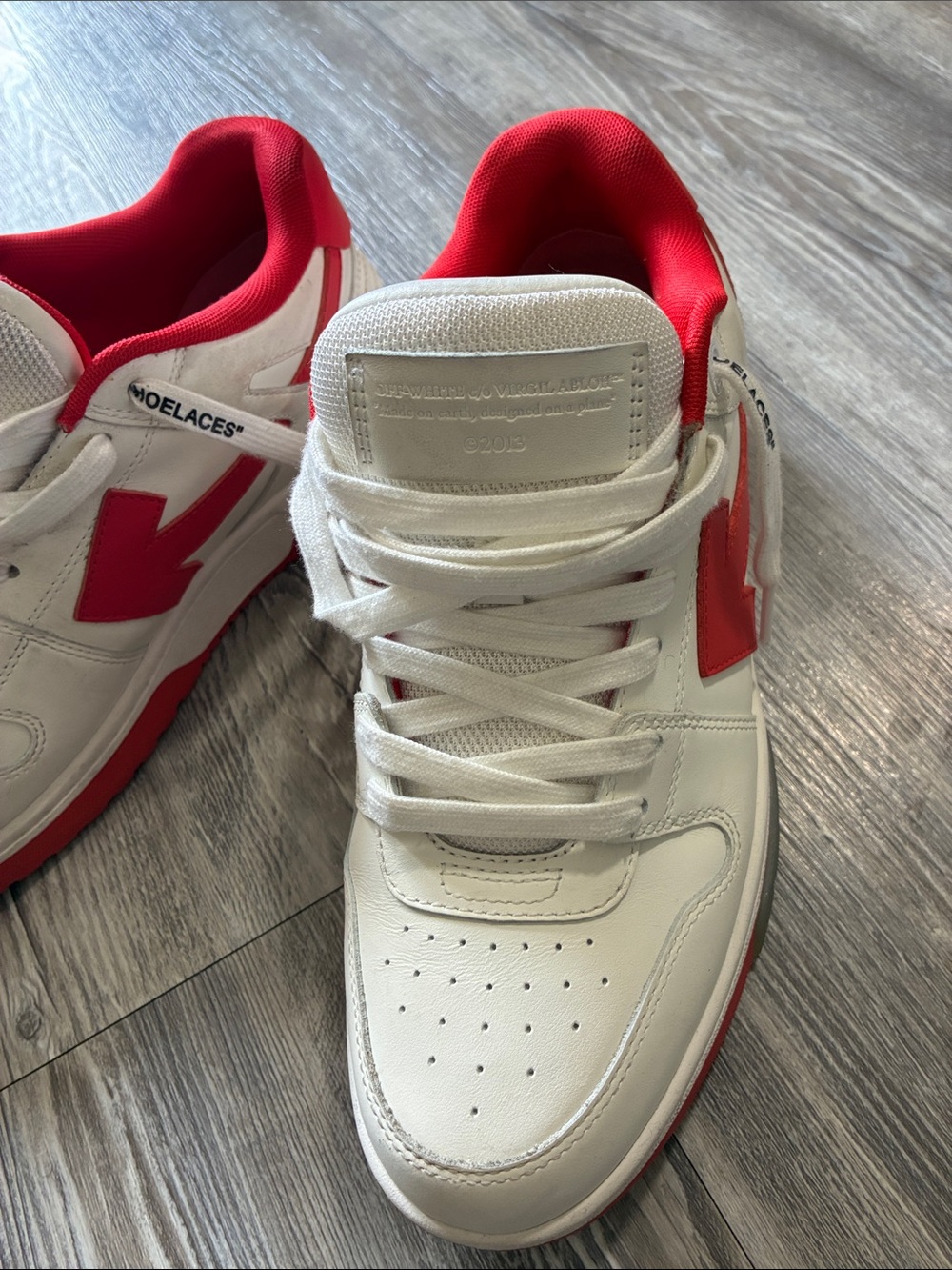 Off-White and Red Men's Sneakers
